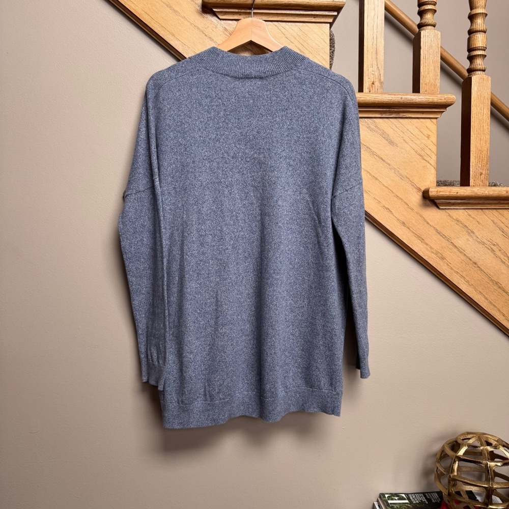 Gap Women Blue Heathered 100% Cotton Cardigan M Open Front Preppy Academia Layer - Picture 2 of 5
